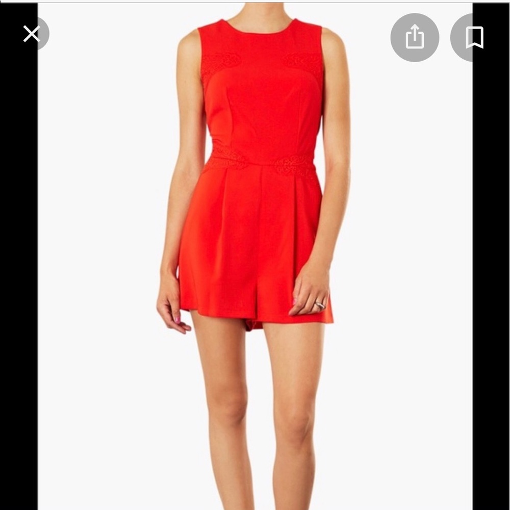 Red Lace Feminine Romper Topshop (B) - Picture 2 of 9